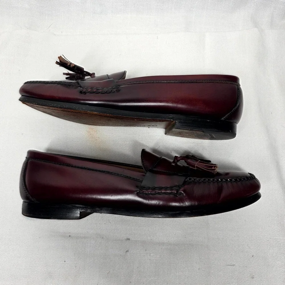 Cole Haan Tassel Loafers Mens 11 B Burgundy Leather Dress Shoes Business‎ Casual